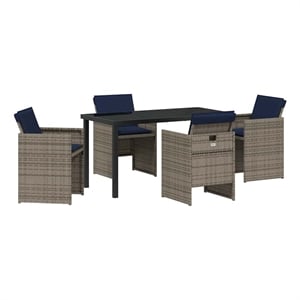 Afuera Living 5 Piece Steel Garden Dining Set with Cushions in Gray