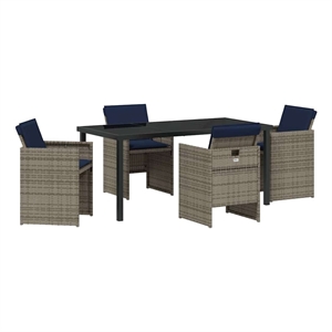 Afuera Living 5 Piece Steel Garden Dining Set with Cushions in Gray