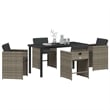 Afuera Living 5 Piece Poly Rattan Garden Dining Set with Cushions in Gray