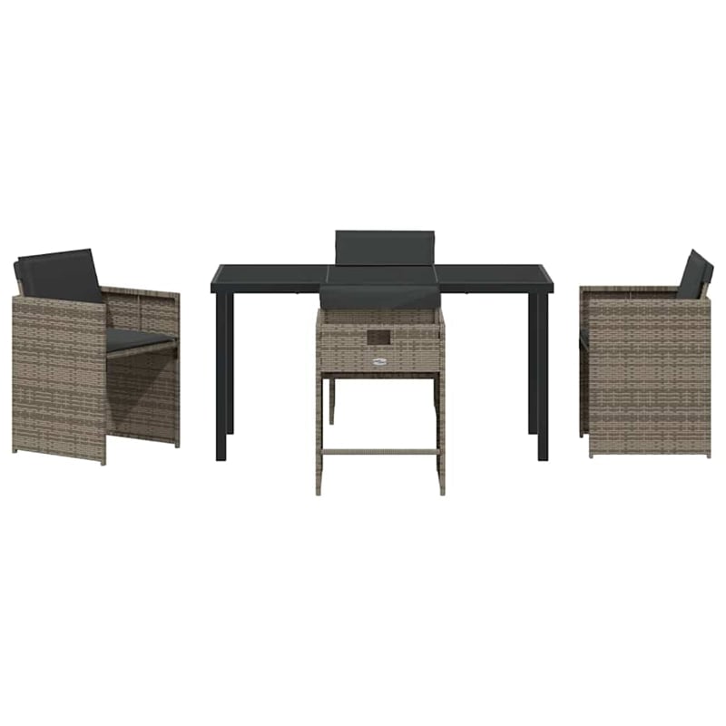 Afuera Living 5 Piece Poly Rattan Garden Dining Set with Cushions in Gray