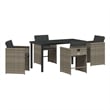 Afuera Living 5 Piece Poly Rattan Garden Dining Set with Cushions in Gray