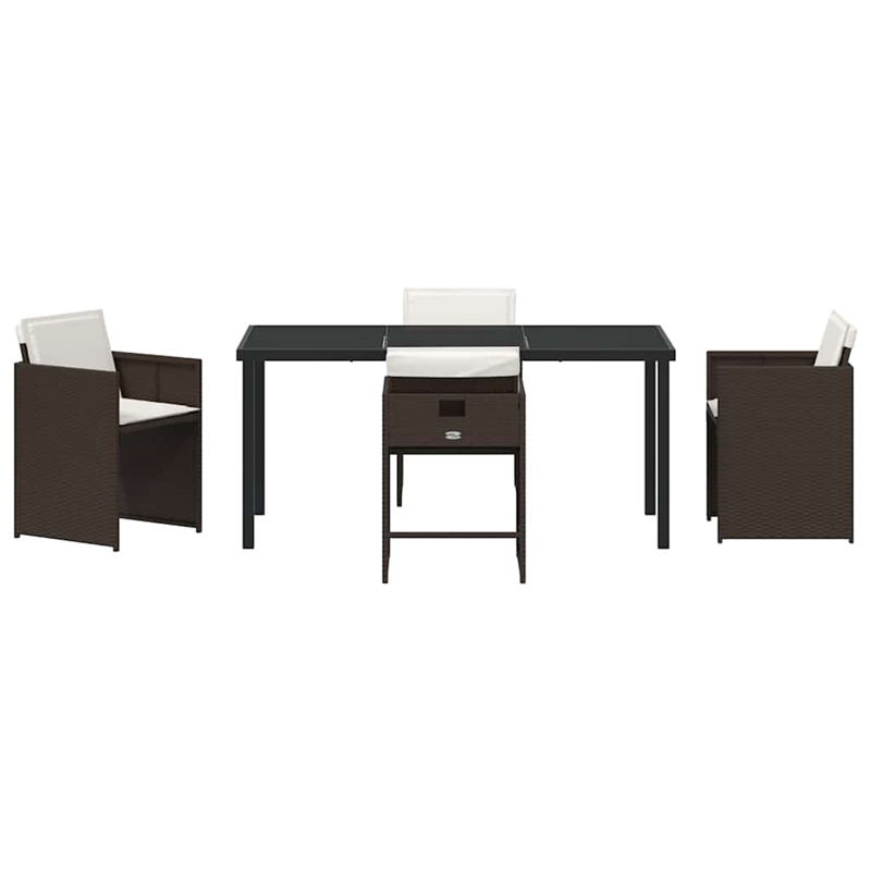 Afuera Living 5 Piece Poly Rattan Garden Dining Set with Cushions in Brown