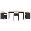 Afuera Living 5 Piece Poly Rattan Garden Dining Set with Cushions in Brown