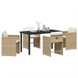 Afuera Living 5 Piece Poly Rattan Garden Dining Set with Cushions in Beige
