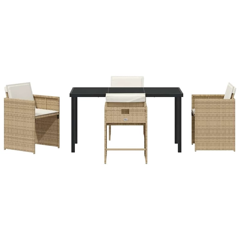 Afuera Living 5 Piece Poly Rattan Garden Dining Set with Cushions in Beige