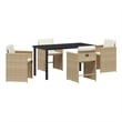 Afuera Living 5 Piece Poly Rattan Garden Dining Set with Cushions in Beige