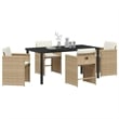 Afuera Living 5 Piece Poly Rattan Garden Dining Set with Cushions in Beige