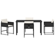 Afuera Living 5 Piece Poly Rattan Garden Dining Set with Cushions in Black