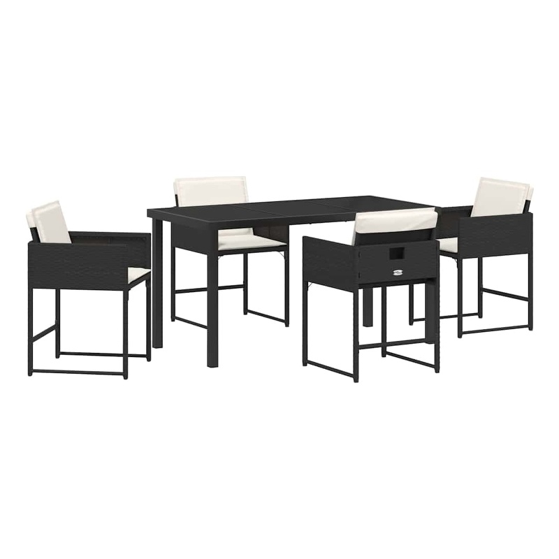 Afuera Living 5 Piece Poly Rattan Garden Dining Set with Cushions in Black