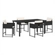Afuera Living 5 Piece Poly Rattan Garden Dining Set with Cushions in Black