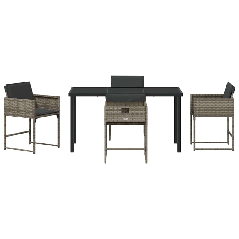 Afuera Living 5 Piece Poly Rattan Garden Dining Set with Cushions in Gray
