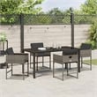 Afuera Living 5 Piece Poly Rattan Garden Dining Set with Cushions in Gray
