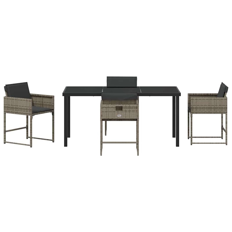 Afuera Living 5 Piece Poly Rattan Garden Dining Set with Cushions in Gray