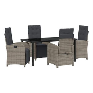 Afuera Living 5 Piece Poly Rattan Garden Dining Set with Cushions in Gray