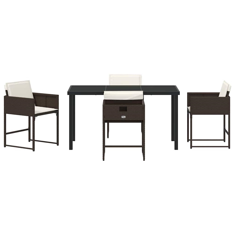 Afuera Living 5 Piece Poly Rattan Garden Dining Set with Cushions in Brown
