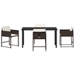 Afuera Living 5 Piece Poly Rattan Garden Dining Set with Cushions in Brown