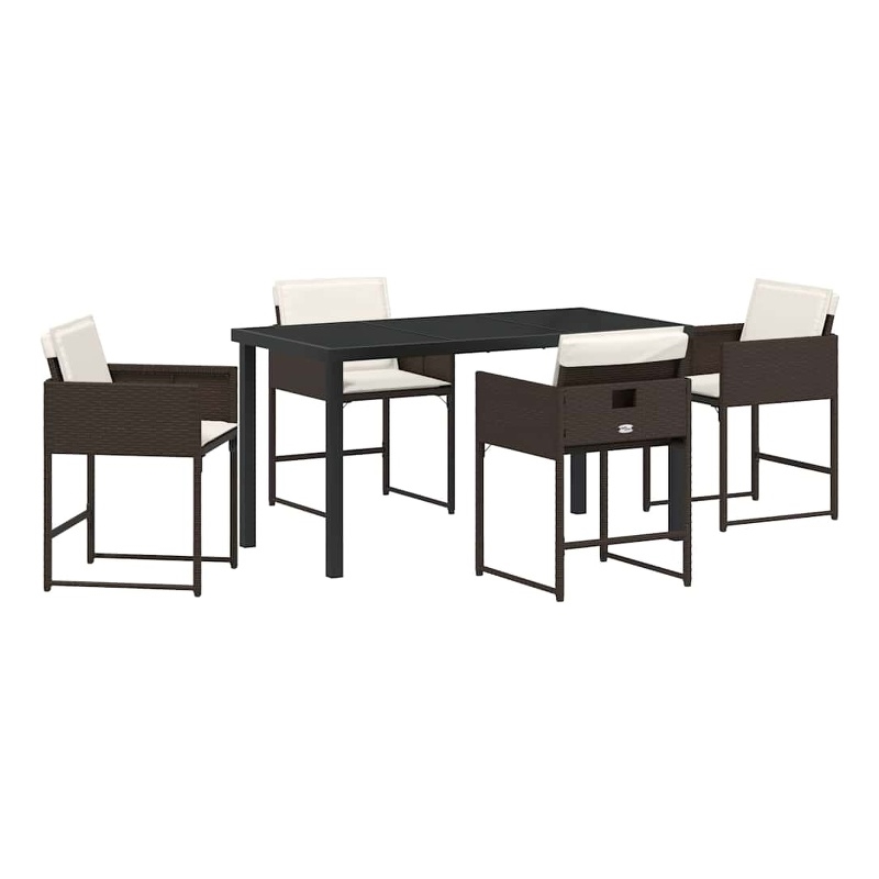Afuera Living 5 Piece Poly Rattan Garden Dining Set with Cushions in Brown