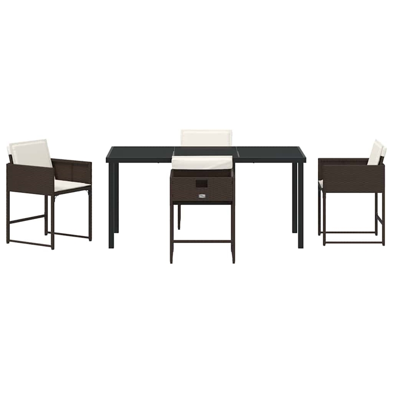 Afuera Living 5 Piece Poly Rattan Garden Dining Set with Cushions in Brown