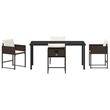 Afuera Living 5 Piece Poly Rattan Garden Dining Set with Cushions in Brown