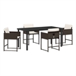 Afuera Living 5 Piece Poly Rattan Garden Dining Set with Cushions in Brown