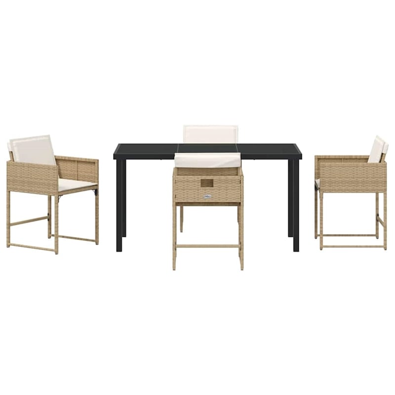 Afuera Living 5 Piece Poly Rattan Garden Dining Set with Cushions in Beige