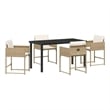 Afuera Living 5 Piece Poly Rattan Garden Dining Set with Cushions in Beige