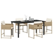 Afuera Living 5 Piece Poly Rattan Garden Dining Set with Cushions in Beige