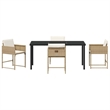 Afuera Living 5 Piece Poly Rattan Garden Dining Set with Cushions in Beige