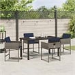 Afuera Living 5 Piece Poly Rattan Garden Dining Set with Cushions in Gray