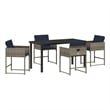Afuera Living 5 Piece Poly Rattan Garden Dining Set with Cushions in Gray