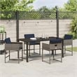 Afuera Living 5 Piece Poly Rattan Garden Dining Set with Cushions in Gray