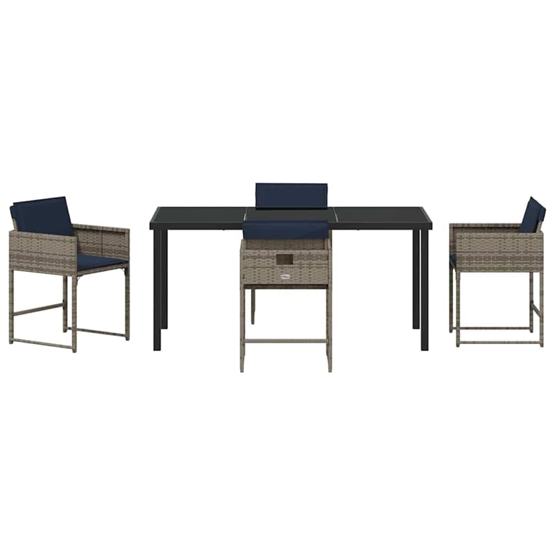 Afuera Living 5 Piece Poly Rattan Garden Dining Set with Cushions in Gray