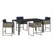 Afuera Living 5 Piece Poly Rattan Garden Dining Set with Cushions in Gray