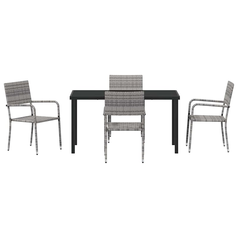 Afuera Living 5 Piece Poly Rattan Garden Dining Set with Cushions in Gray