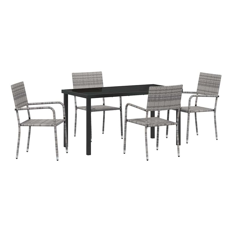 Afuera Living 5 Piece Poly Rattan Garden Dining Set with Cushions in Gray