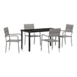 Afuera Living 5 Piece Poly Rattan Garden Dining Set with Cushions in Gray