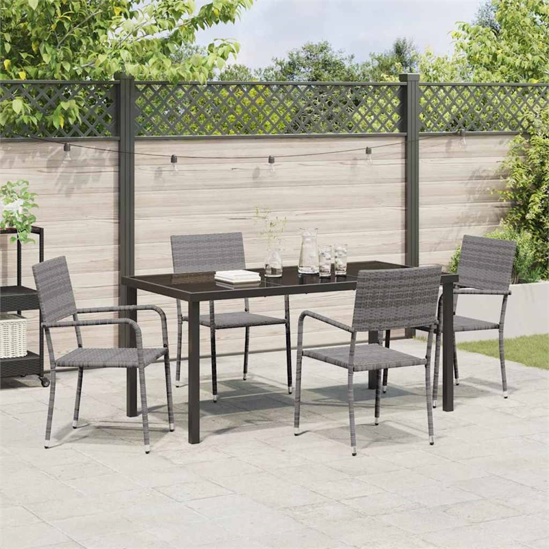 Afuera Living 5 Piece Poly Rattan Garden Dining Set with Cushions in Gray