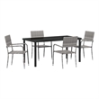 Afuera Living 5 Piece Poly Rattan Garden Dining Set with Cushions in Gray