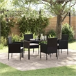 Afuera Living 5 Piece Poly Rattan Garden Dining Set with Cushions in Black