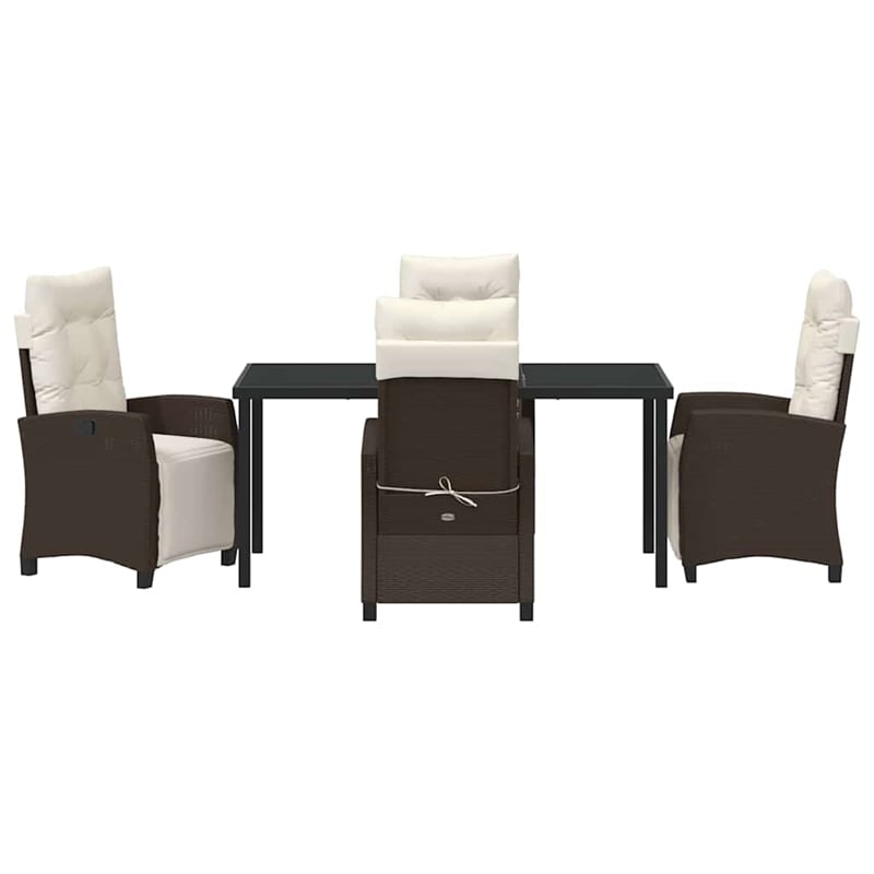 Afuera Living 5 Piece Poly Rattan Garden Dining Set with Cushions in Brown
