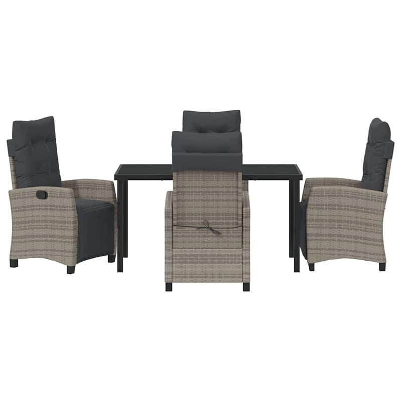 Afuera Living 5 Piece Poly Rattan Garden Dining Set with Cushions in Gray