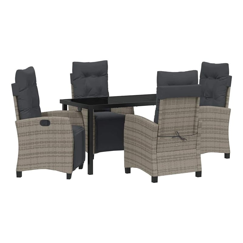 Afuera Living 5 Piece Poly Rattan Garden Dining Set with Cushions in Gray