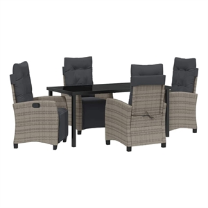 Afuera Living 5 Piece Poly Rattan Garden Dining Set with Cushions in Gray