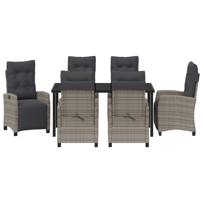 Afuera Living 7 Piece Poly Rattan Garden Dining Set with Cushions in Gray