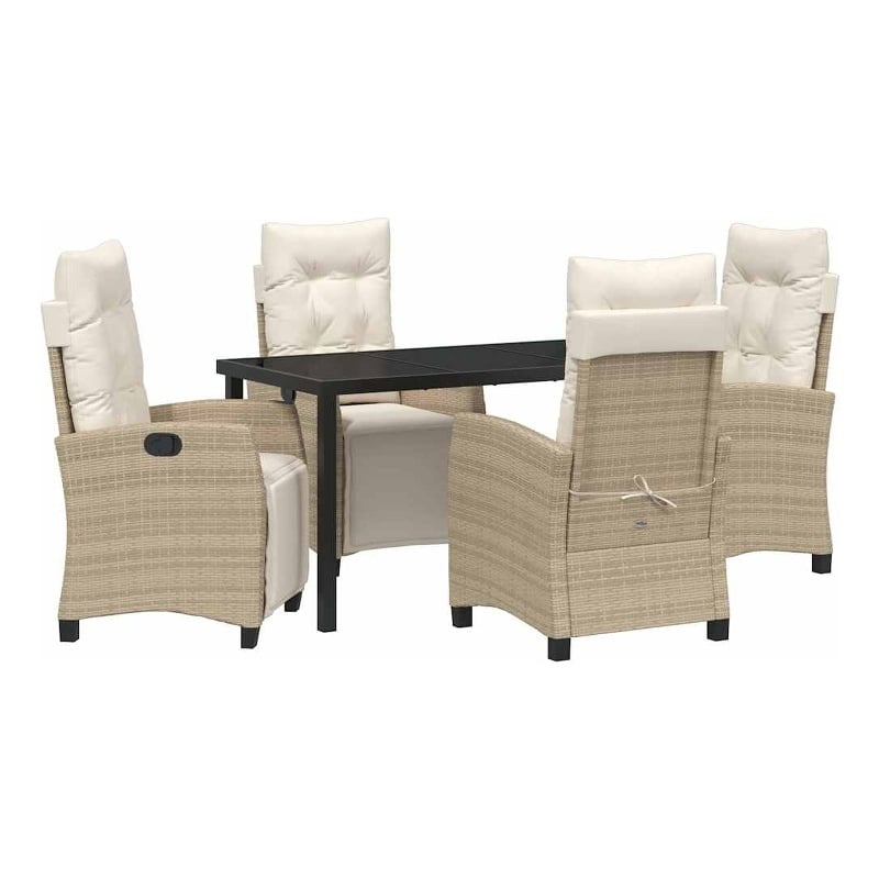 Afuera Living 5 Piece Poly Rattan Garden Dining Set with Cushions in Beige