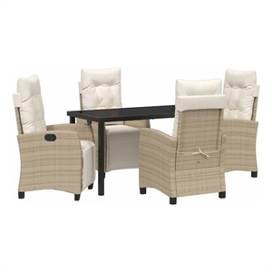Afuera Living 5 Piece Poly Rattan Garden Dining Set with Cushions in Beige