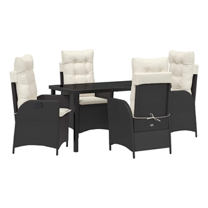 Afuera Living 5 Piece Poly Rattan Garden Dining Set with Cushions in Black