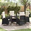 Afuera Living 5 Piece Poly Rattan Garden Dining Set with Cushions in Black