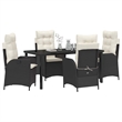 Afuera Living 5 Piece Poly Rattan Garden Dining Set with Cushions in Black