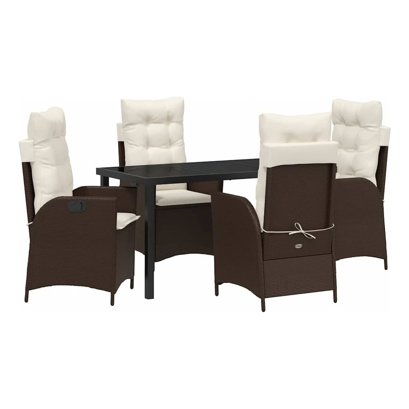 Afuera Living 5 Piece Poly Rattan Garden Dining Set with Cushions in Black